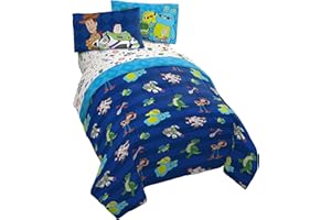 Jay Franco Disney Toy Story Buzz & Woody 4 Piece Twin Bed Set - Includes Reversible Comforter & Sheet Set - Super Soft Fade R