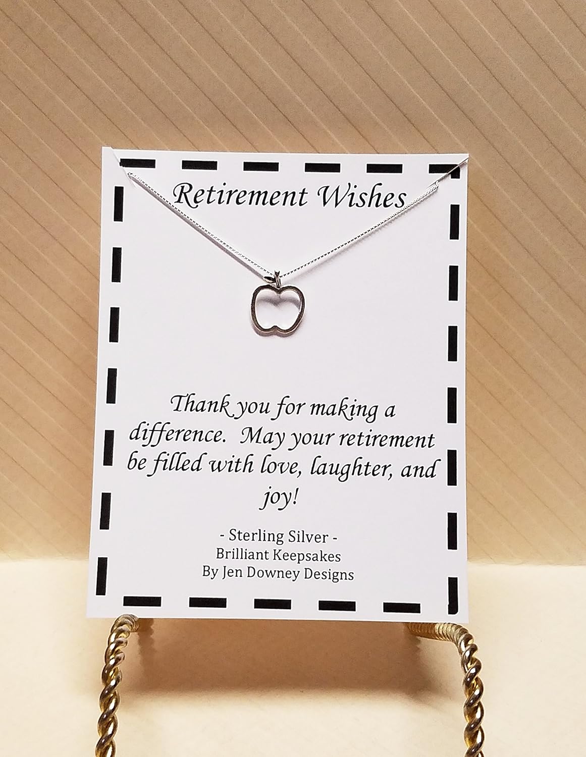 Teacher Retirement Gift Necklace Apple Charm Jewelry Handmade