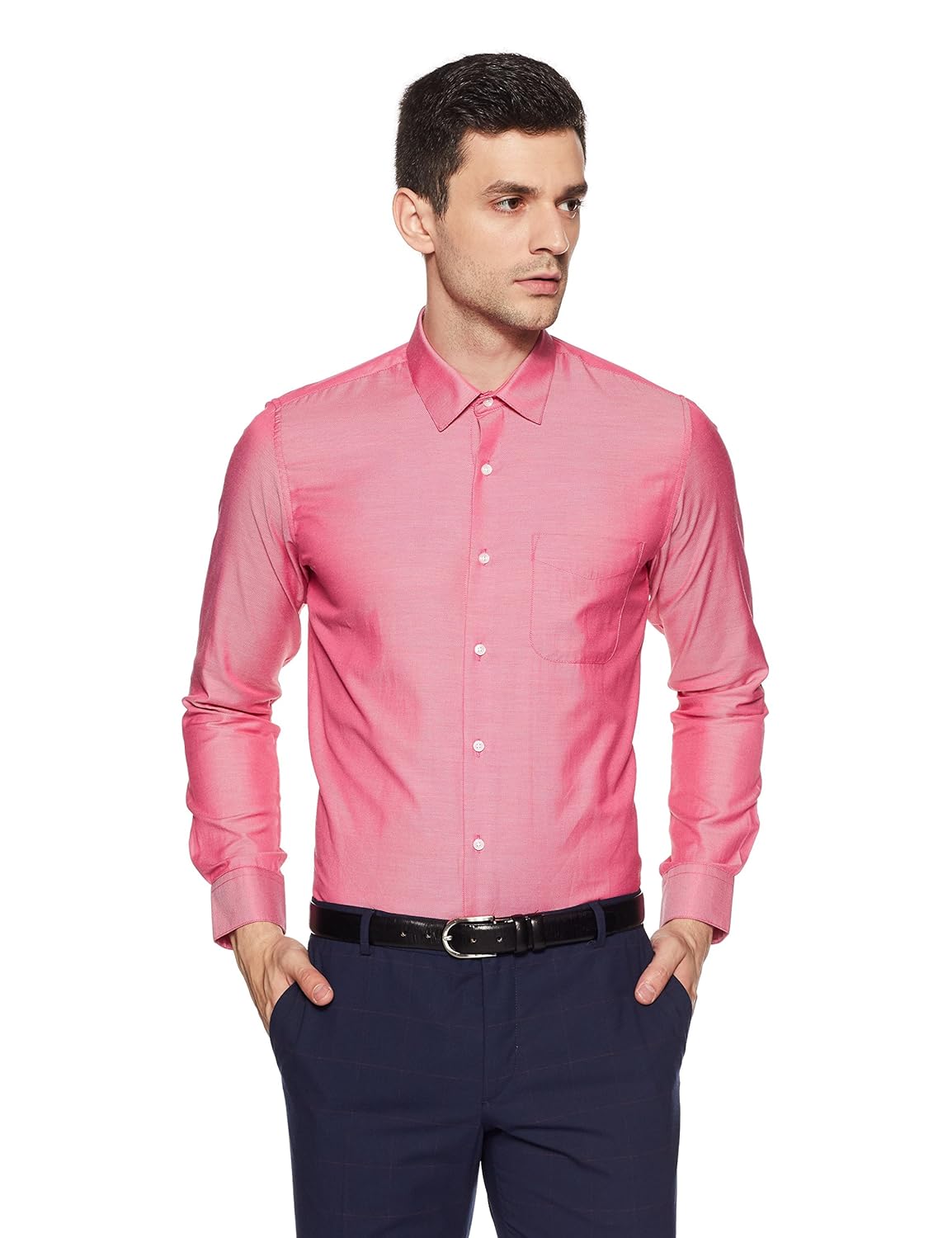 peter england men's plain slim fit formal shirt