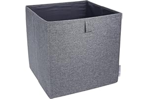 Bigso Soft Multi Purpose Foldable Cube Storage Box | Collapsible Fabric Storage Cube for Storage on Shelves | Polyester Fabric Foldable Storage Cube Organizer for Closets | 12.4’’x12.4’’x12.4’’ | Grey
