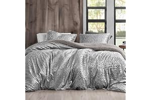 BYOURBED Primal Leopard - Coma Inducer Oversized Queen Duvet Cover - Silver Black