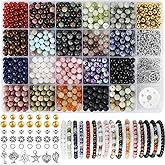 Zefy 996 Pcs 6mm Natural Stone Beads, Round Crystals Bead Genuine Real Stones, Gemstone Beads Kit with Spacer Bead Charms for Bracelets Jewelry Making (20 Colors)