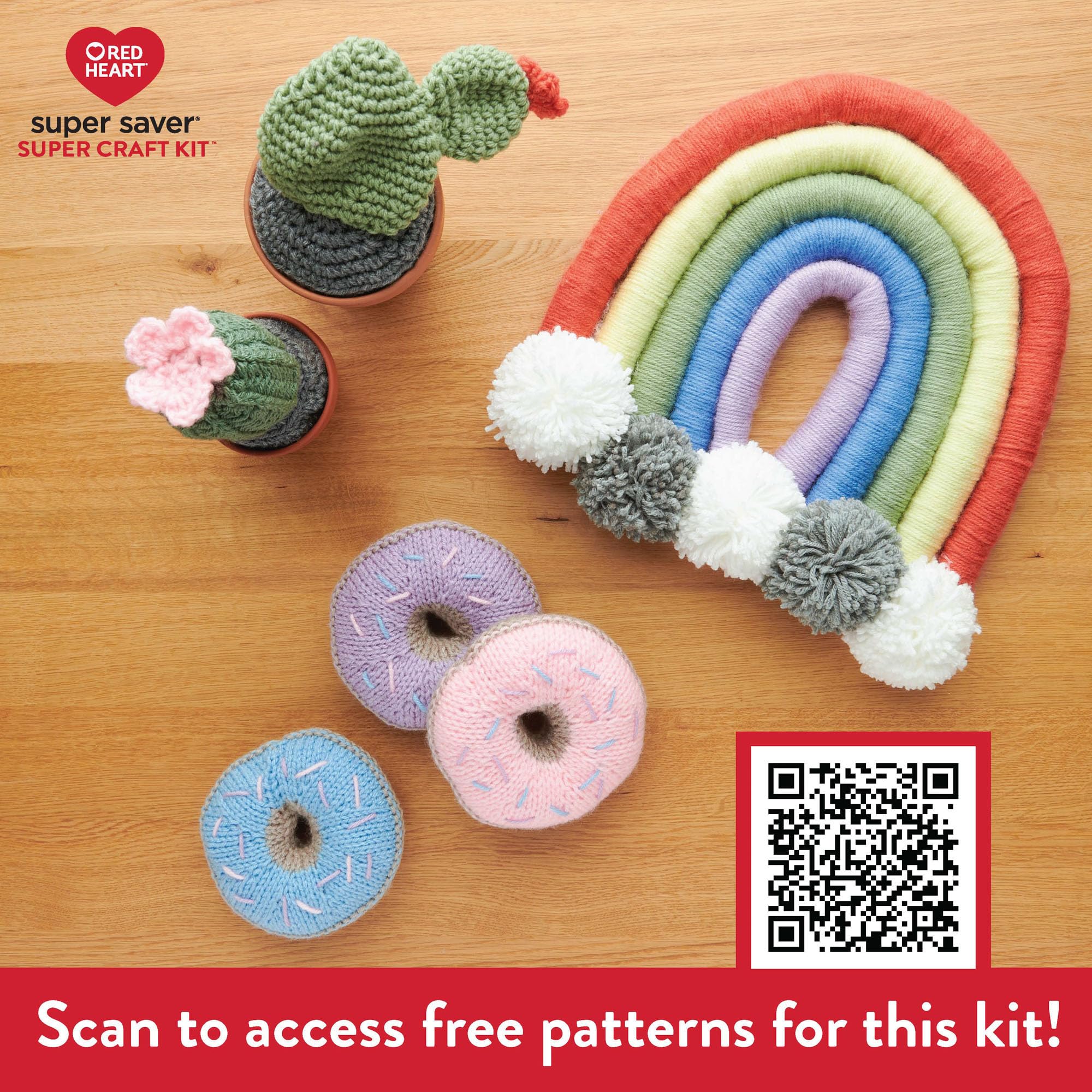 Red Heart Super Saver Yarn Super Craft Kit Pastels, with 12 Pack of 50g/1.7 oz. 4 Medium Worsted Yarn for Knitting & Crocheting, 12 Colors, Perfect for Chunky Sweaters, Blankets, Amigurumi