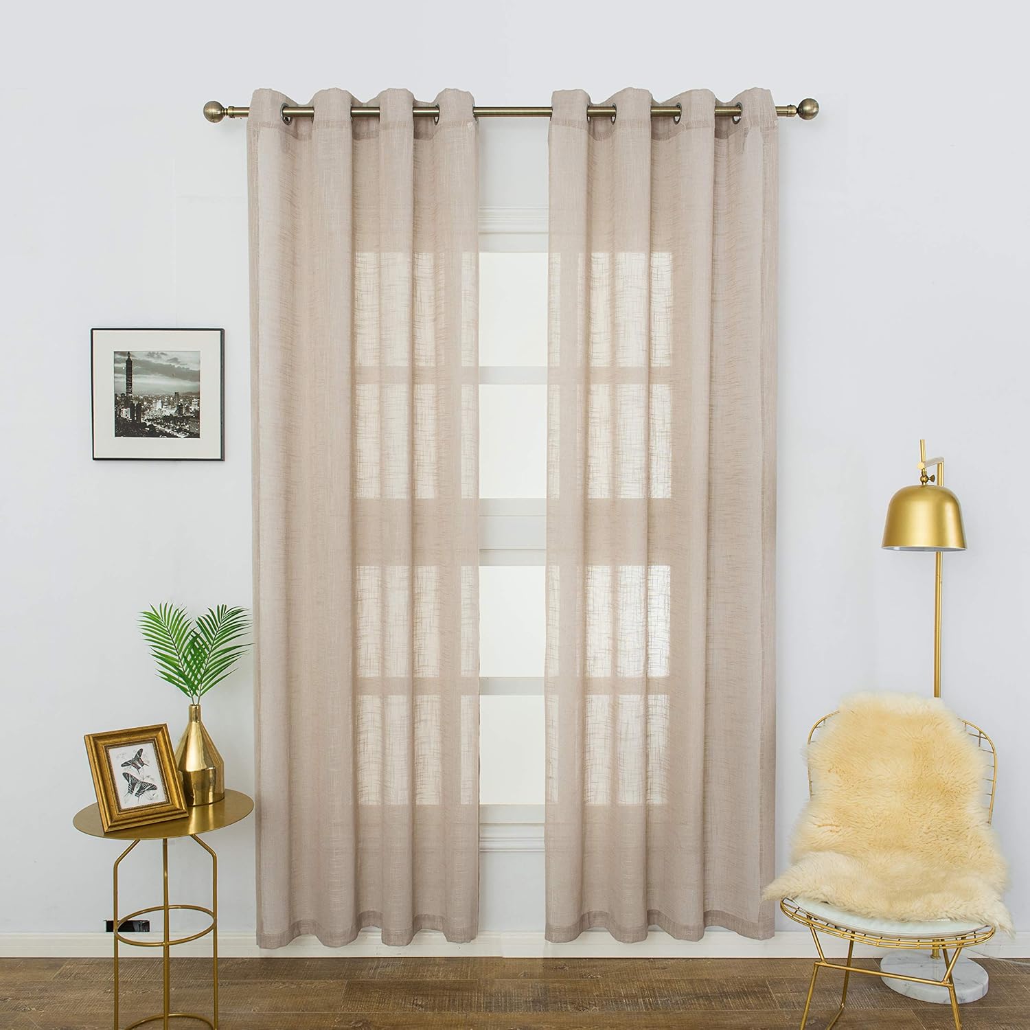 Amazon Com Aquazolax Semi Sheer Linen Curtains Thick And Soft