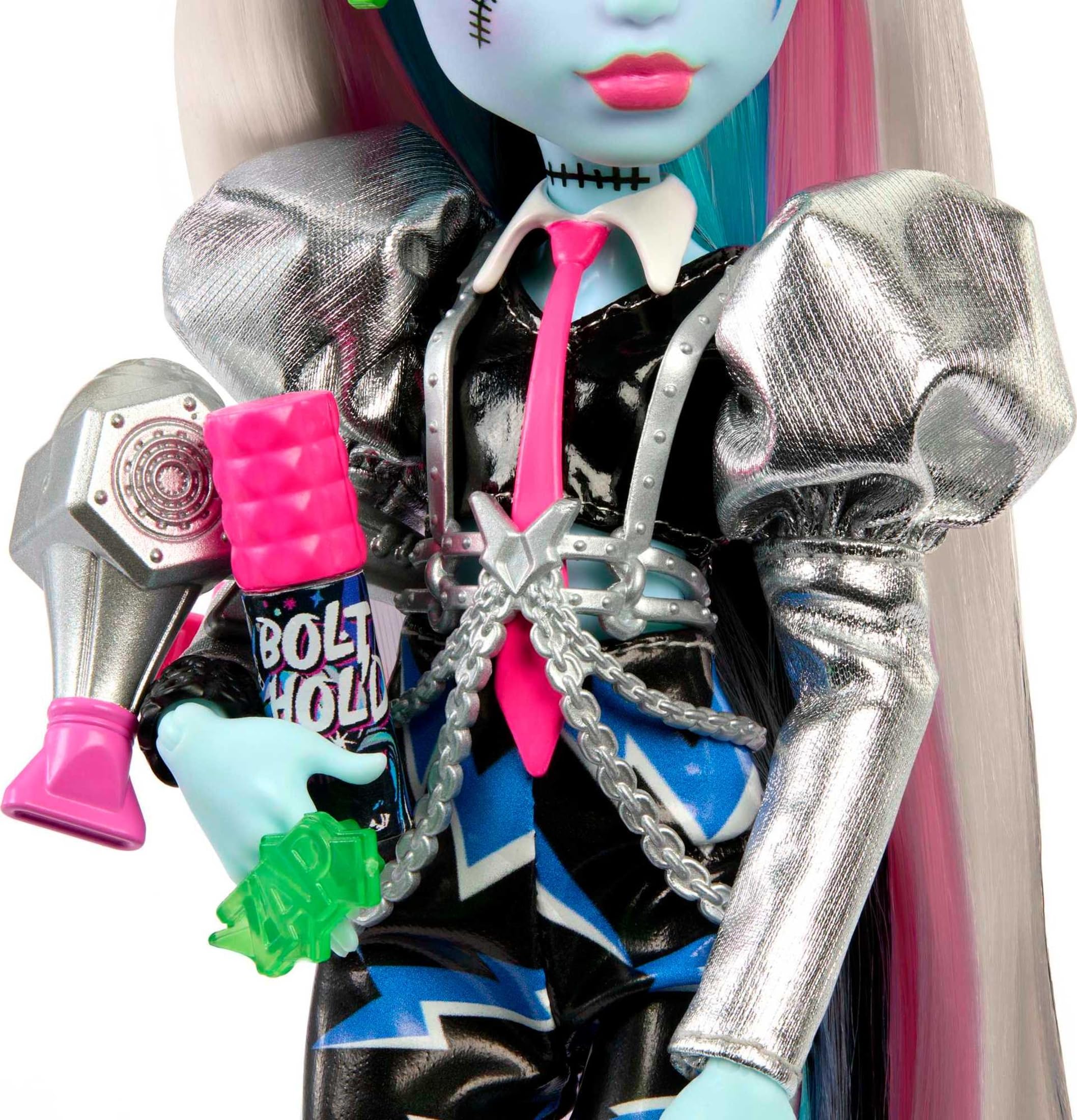 Monster High Doll, Amped Up Frankie Stein Rockstar with Instrument & Performance-Themed Accessories Like Headphones
