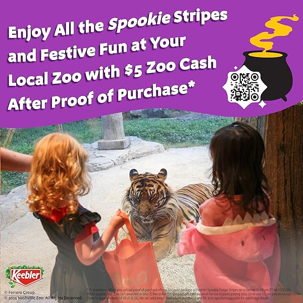 KEEBLER SPOOKIE FUDGE STRIPES, CHOCOLATEY VANILLA-FLAVORED COOKIES WITH ORANGE STRIPES, 9.5 OZ PACK