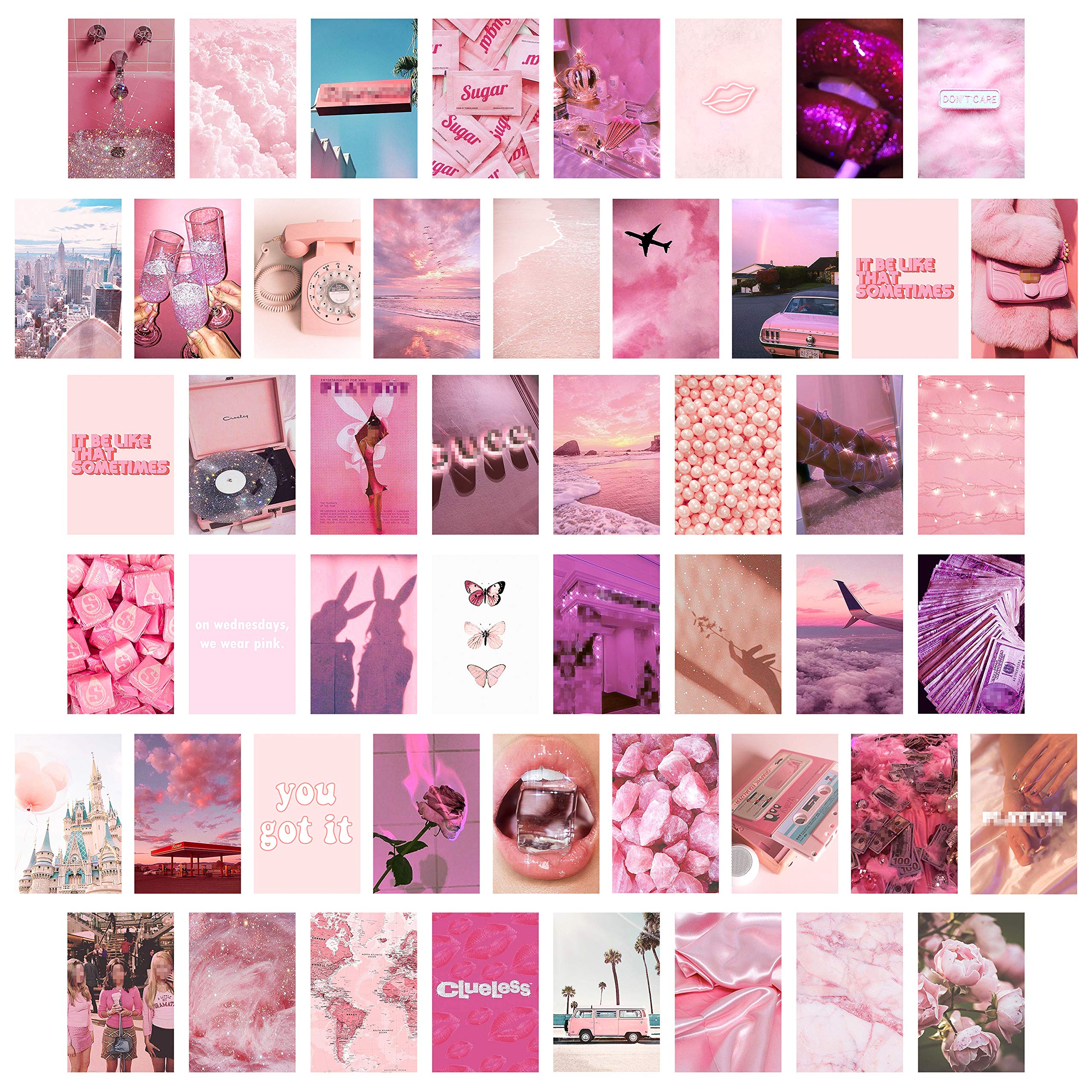 50PCS Pink Aesthetic Picture for Wall Collage, 50 Set 4x6 inch, Rosy Collage Print Kit, Warm Color Room Decor for Girls, Wall Art Prints for Room, Dorm Photo Display, VSCO Posters for Bedroom