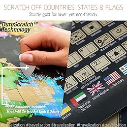 XL Scratch Off Map of The World with Flags - 36 x