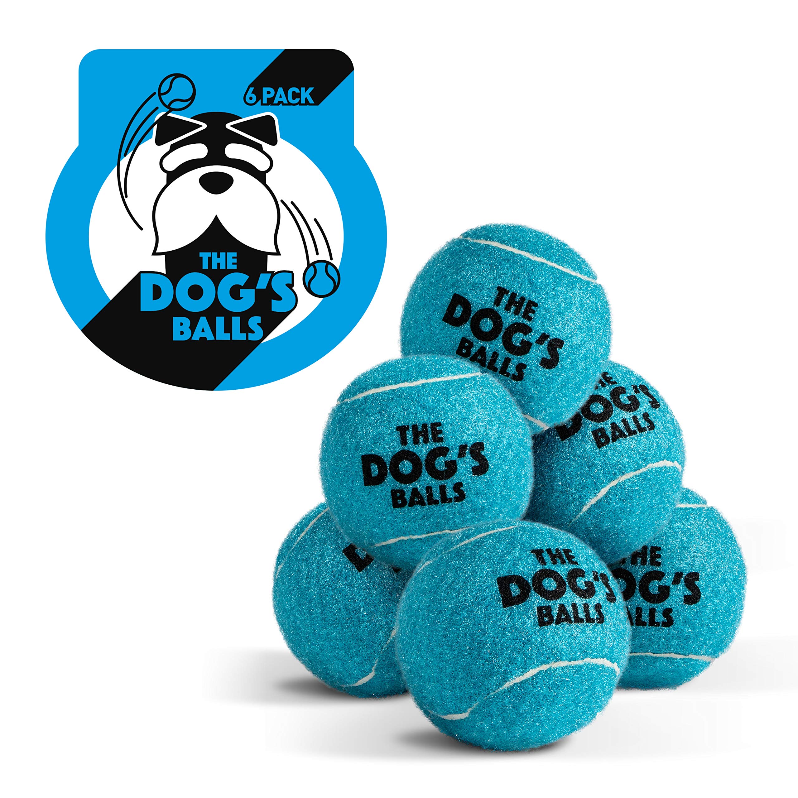 The Dog's Balls – Dog Tennis Balls, Blue, Medium, 6‑Pack