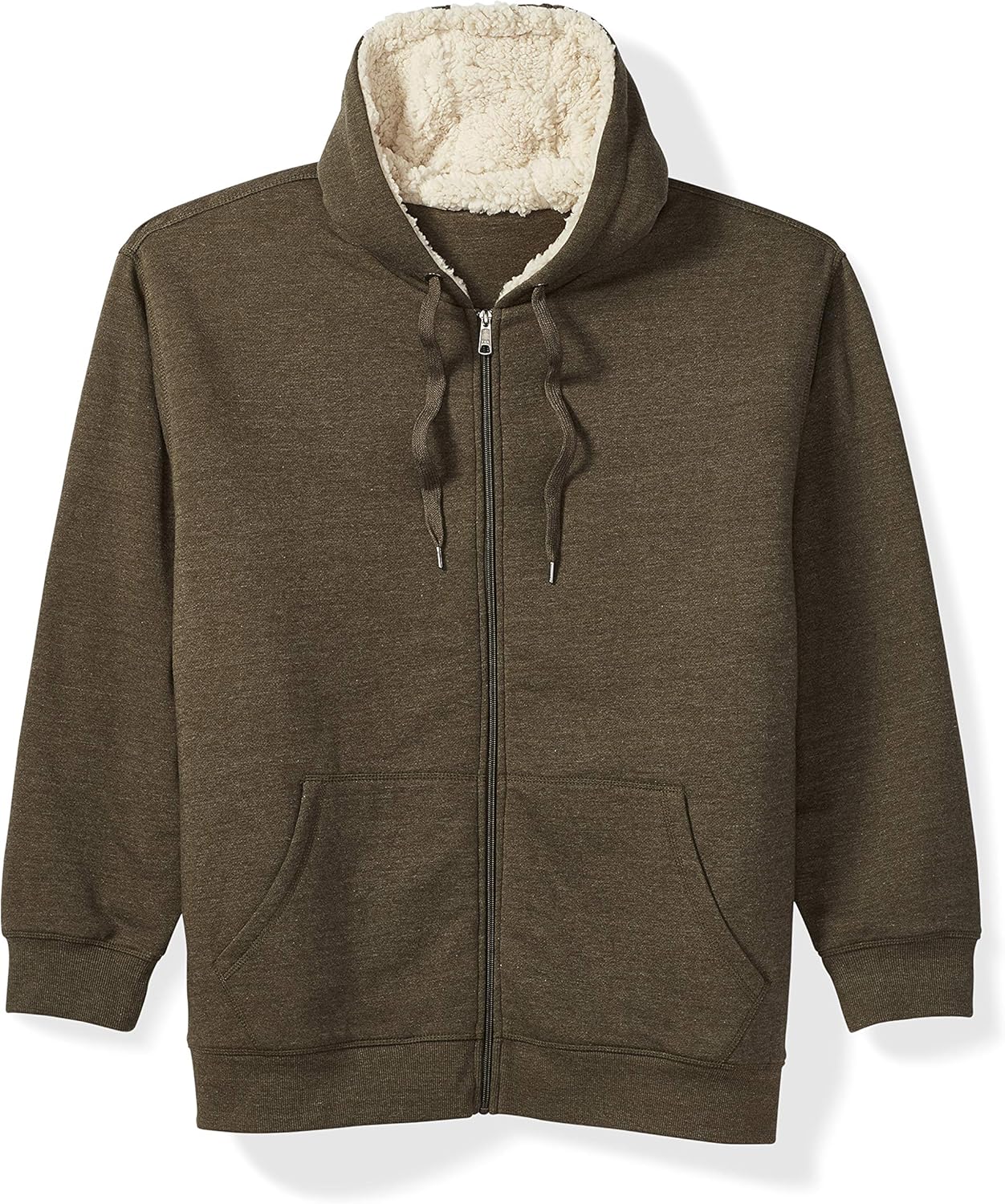 Essentials Men's Big & Tall Sherpa Lined Full-Zip Hooded Fleece Sweatshirt fit by DXL: Clothing