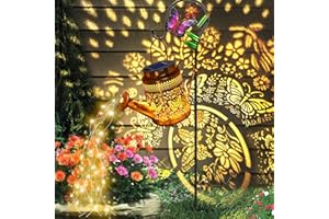 YJFWAL Solar Powered Butterfly Watering Can Lights Waterproof Outdoor Garden Decor with Shepherd Hook Hanging Patio Lights for Yard, Porch, Backyard Perfect Gardening & Birthday Gift for Women, Mom, Grandma