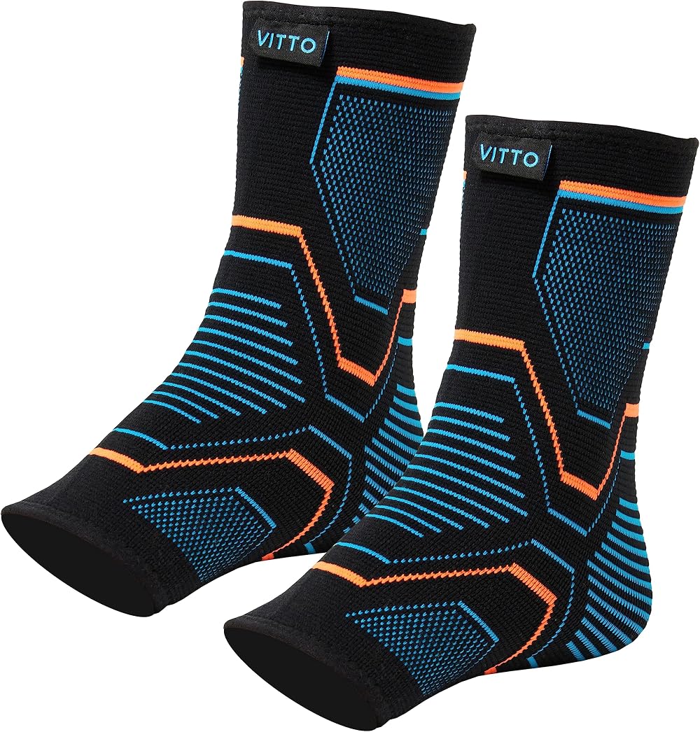 VITTO Ankle Support for Sprained Ankle Multi Zone Compression Sleeve Large Pair