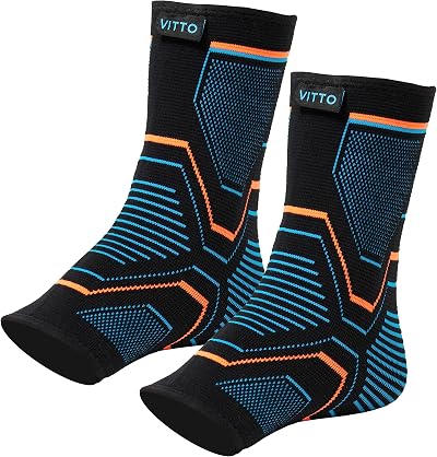 VITTO Ankle Support for Sprained Ankle Multi Zone Compression Sleeve Large Pair