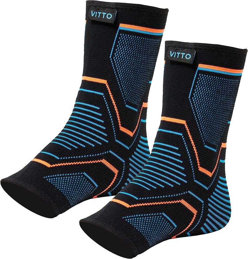 VITTO Ankle Support for Sprained Ankle Multi Zone Compression Sleeve Large Pair