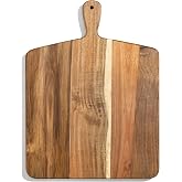 Acacia Wood Cutting Board and Chopping Board with Handle for Meat, Cheese Board, Vegetables, Bread, and Charcuterie - Decorative Wooden Serving Board for Kitchen and Dining Room, Large 17" x 13"