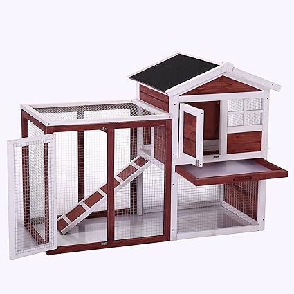 Lazymoon 48 Medium Wooden Chicken Coop Rabbit Hutch Hen House Cage Outdoor Run