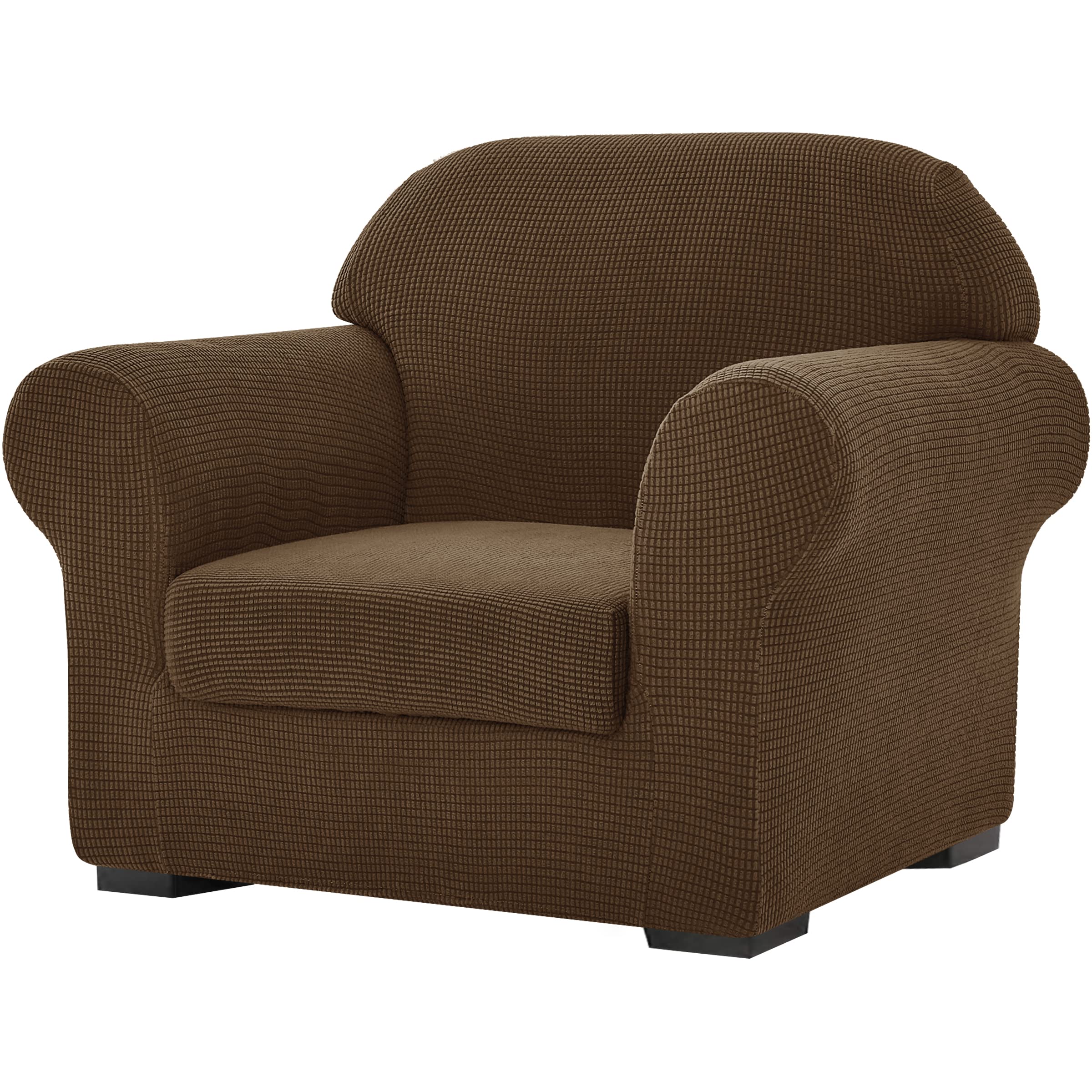 SU SUBRTEX Elastic Sofa Covers with 1 Separate Seat Cushion Cover Anti-Scrach Slipcovers Adjustable Washable Furniture Protector (1 Seater, Coffee)
