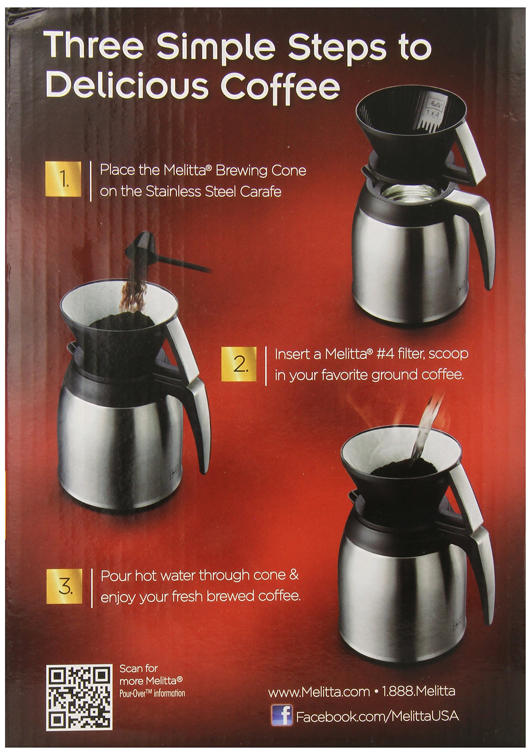 Melitta Coffee Maker, 10 Cup Pour Over Brewer with Stainless Thermal