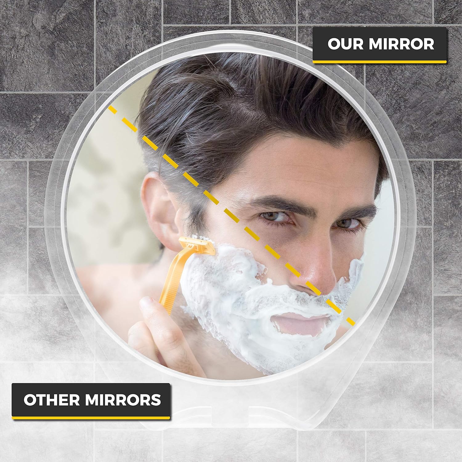 HoneyBull Shower Mirror for Shaving Fogless with Suction, Razor Holder & Swivel (White) : Beauty