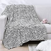 Vessia Zebra Printed Twin Blanket for Couch,Bed,Sofa, Soft Cozy Black and White Zebra Pattern Bed Blanket for Kids Adults Women, Lightweight Comfy Animal Flannel Home Decor for All Season