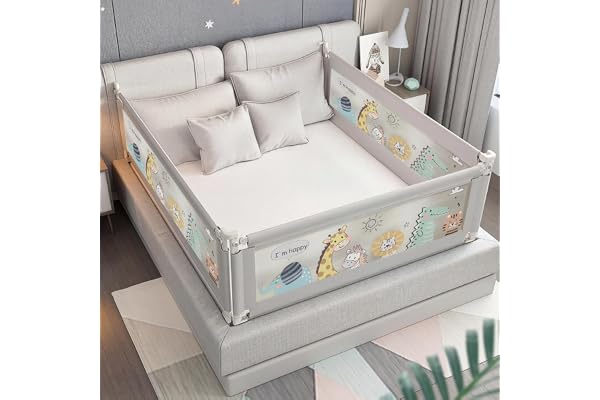EAQ 3 Pack Baby Guard Bed Rails for Toddlers-Multi Gear Adjustable Height Seamless Press Bed Guardrail for Kids Great Fit for