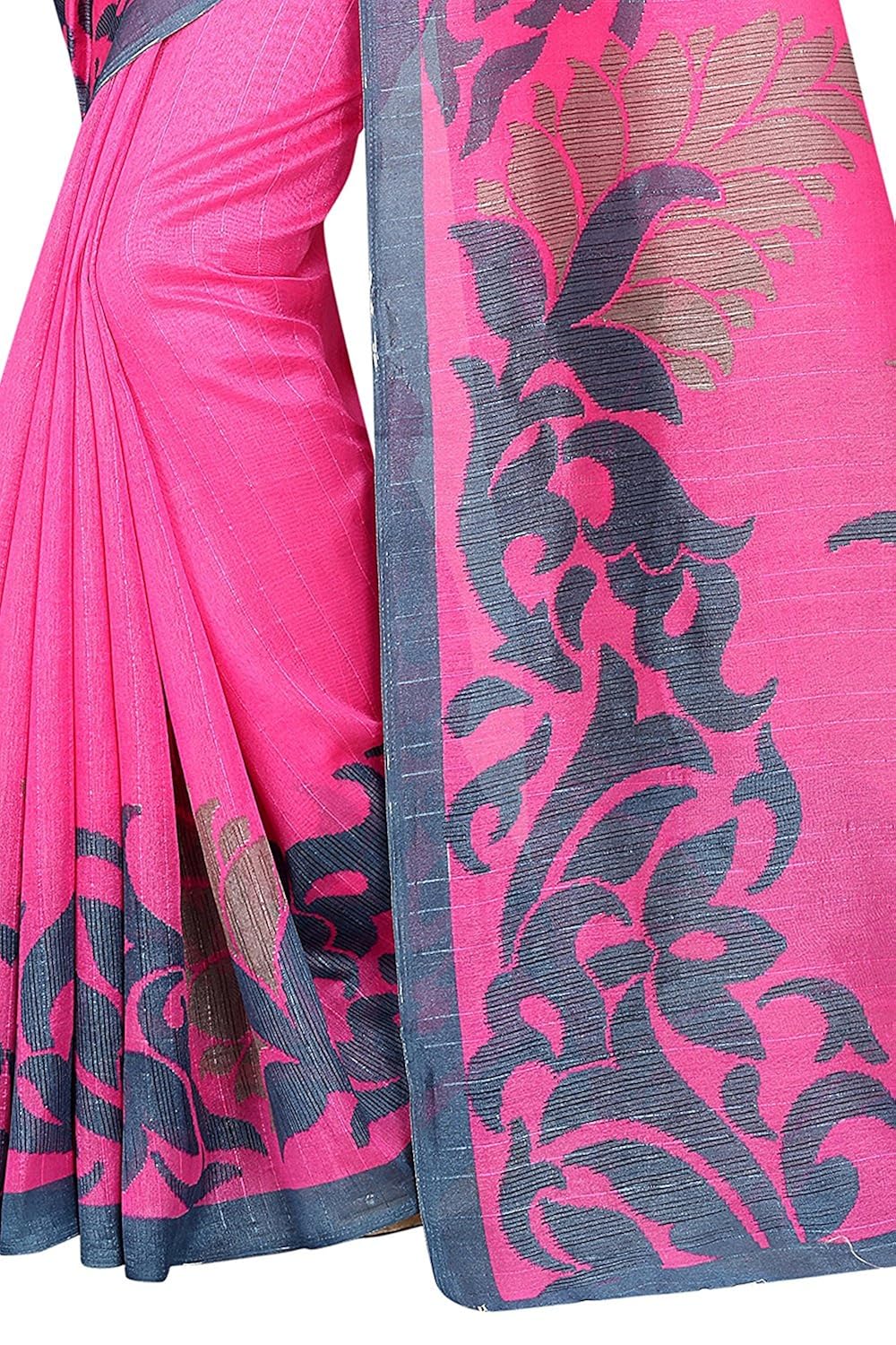 tdc women's silk saree with blouse piece, free size (pink)