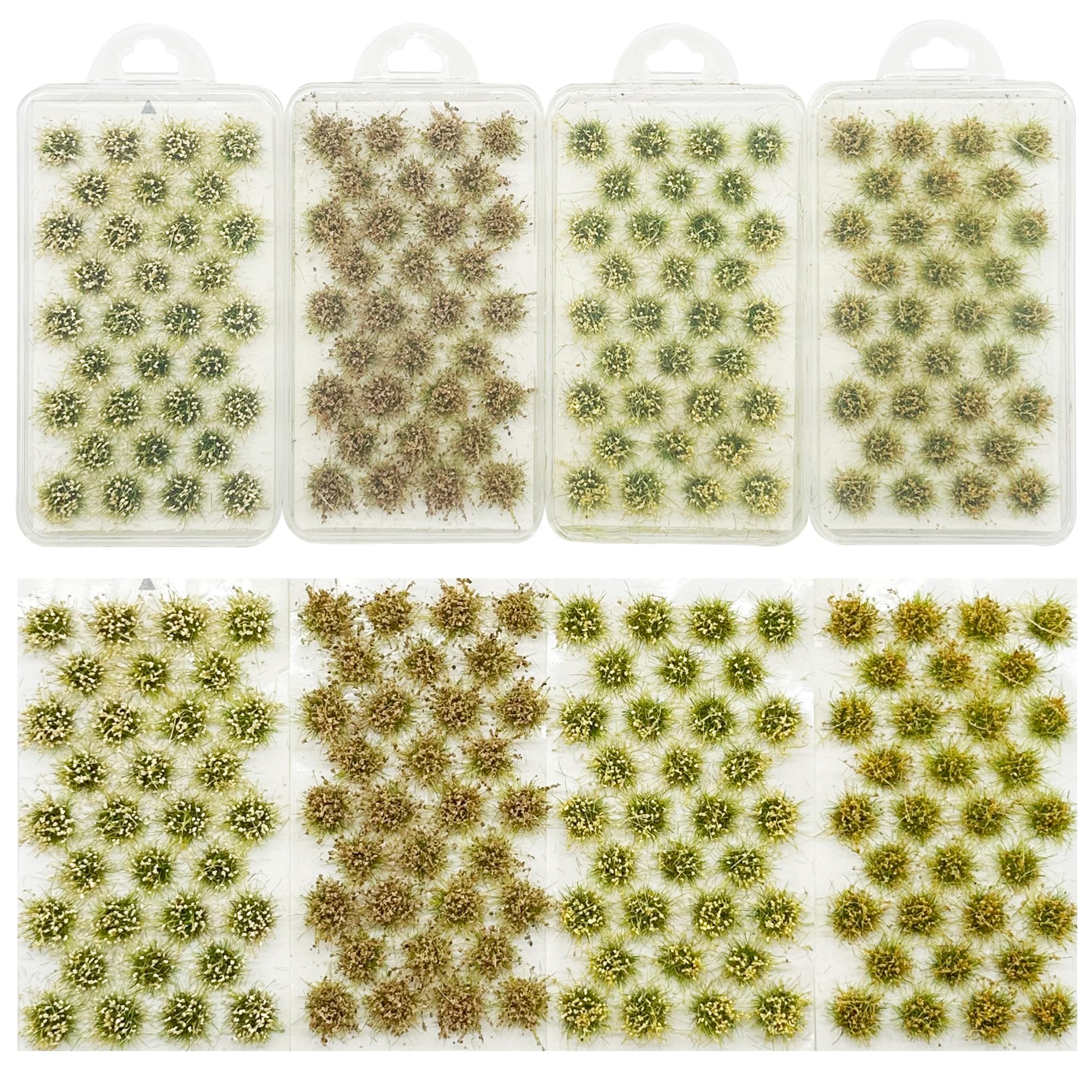 Cayway 128 PCS Miniature Colorful Wild Flower Cluster, 4 Color Static Grass Tuft Model Vegetation Groups Static Grass Tufts for DIY Model Train Landscape Railroad Scenery Grass Tufts Flower