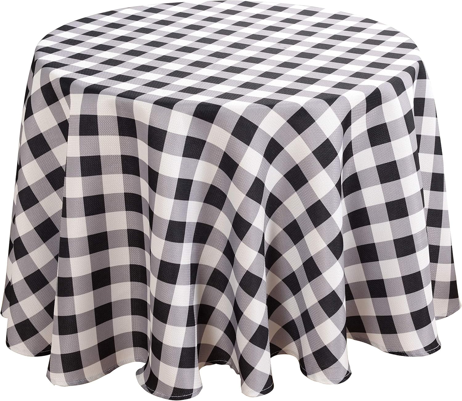 Biscaynebay Printed Checkered Table Cloths, Water Resistant Spill Proof Fabric Tablecloths for Dining, Kitchen, Wedding and Parties, Plaid Black/Gray 70 Inches Round