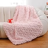 All Smiles Valentine's Day Throw Blankets -Soft Worm Cozy Premium Flannel Blanket Decor Gifts for Women,Pink Heart 50"x60"