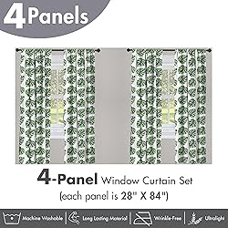 Ambesonne Green Leaf Window Curtains Pack of