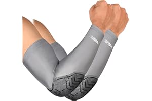 Exxact Sports Elbow Pad Arm Compression Sleeve - Padded Elbow Sleeve for Men, Volleyball Elbow Pads, Basketball, Football You