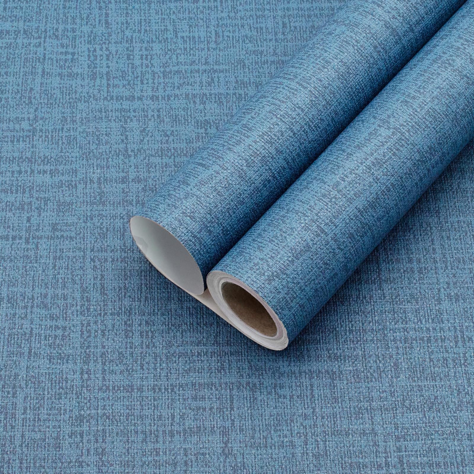 Photo 1 of Yancorp Textured Fabric Peel and Stick Wallpaper Self-Adhesive Linen - 15.7"x120" Faux Grasscloth Peel & Stick - Blue