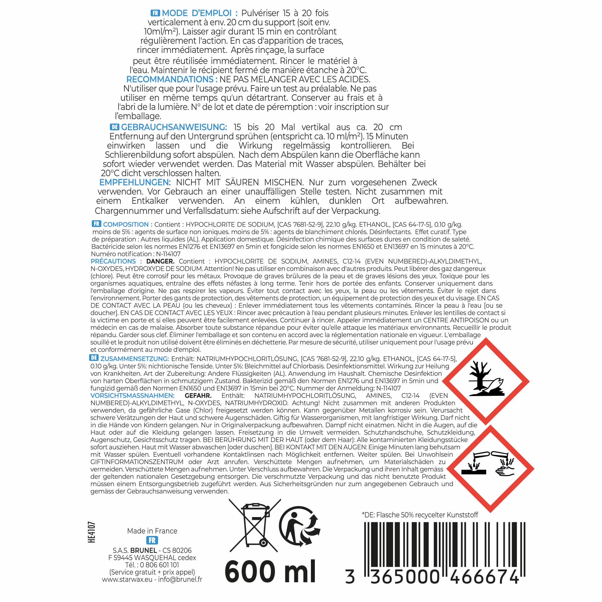 STARWAX - Schimmelentferner - Speziell für Fugen im Badezimmer -Bekämpft Schimmel - Desinfiziert und entfernt schwarze Flecken - Bleichmittel - 600 ml 7