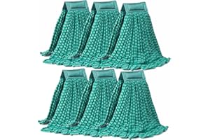 DRKLEAN Large Microfiber Tube Mop Heads,Heavy Duty Mop Head,Highly Absorbent,Commercial Mop Head Replacement,Wet Mop Heads Replacement,for Hardwood, Tile, Laminate Floors (Green - 6 Pack)