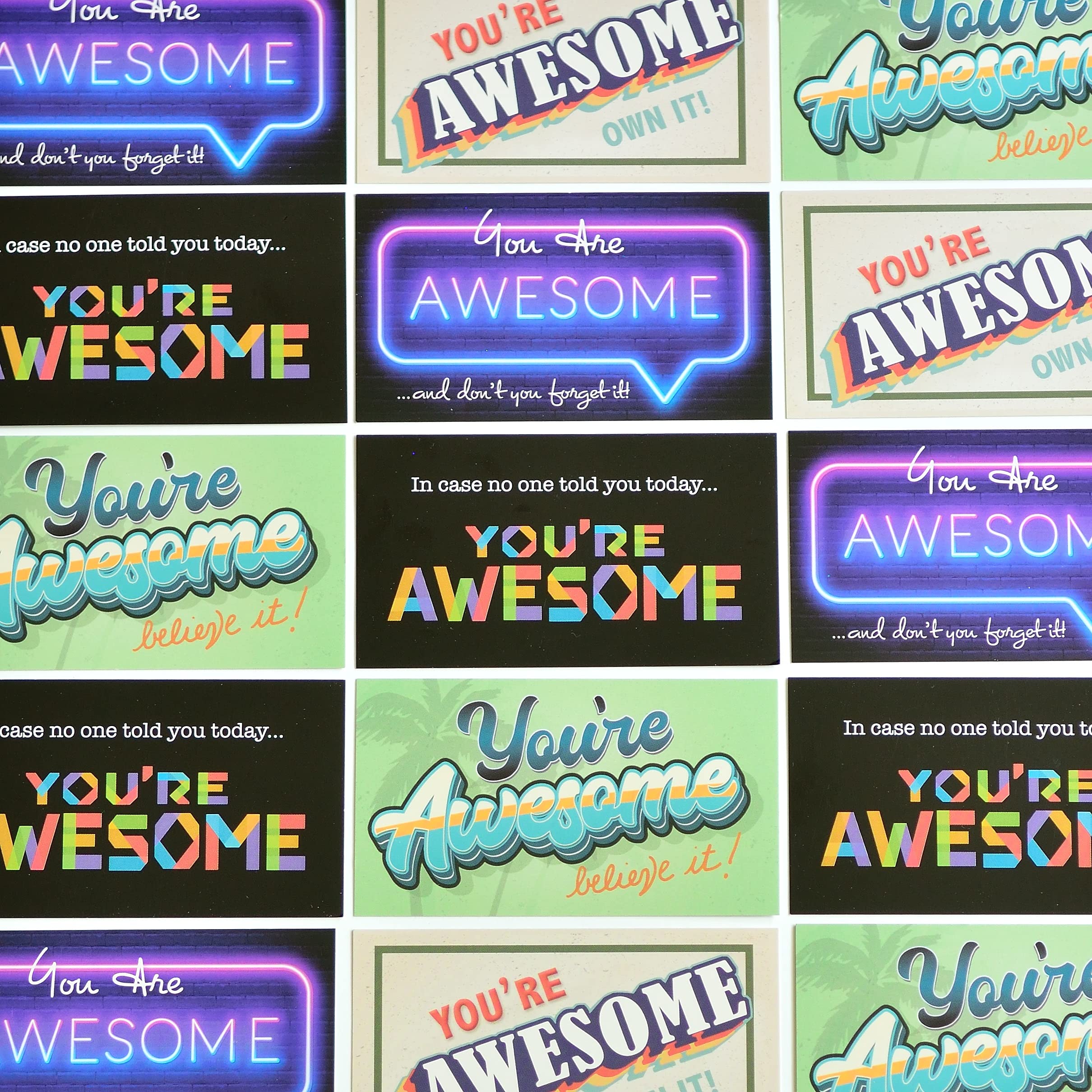 Photo 1 of Youngever 300 Pack You Are Awesome Cards, 4 Unique Inspirational Designs Cards, Business Card Sized Encouragement Cards, Appreciation Cards for Students, Teachers, Employees, Friends, Family