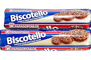 Papadopoulos Greek Sandwich Cookies with Cocoa Filling, 2 Pack. Authentic European Cookies. Inspected and Packed by Cape Moda Albany NY with minimum of 2 layers of bubble wrap.