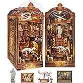Quanquer DIY Book Nook Kit DIY Dollhouse Booknook with LED Light - 3D Wooden Puzzle Miniature House Kits - DIY Crafts for Ad