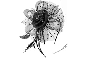 Zivyes Fascinators Hats for Women Tea Party Hat Kentucky Derby Hat Wedding Headpiece Feather Mesh Hair Clip