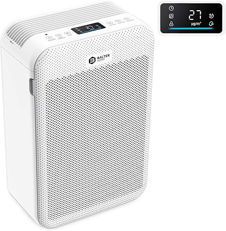 Balter Lr 02 Luftreiniger 5 Fach Filter Mit Hepa H13 99 97 Luftfilter Leistung Cadr 360m H Lcd Farb Display Luftqualitatssensor Bis Zu 60m2 Leise Schlafmodus Fur Allergiker Weiss Lr 02 Amazon De Baumarkt