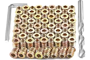 PGMJ 80 Pcs Threaded Insert Nuts Furniture Screws - M6 Hex Socket Drive Metal Assorted Screws Set, Bolts Fastener Connector for Wood Working Tools and Accessories (M6x15mm)