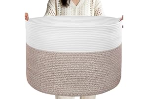 ClenClever XXL Large Laundry Basket, 90L Soft Cotton Rope Basket, Blanket Storage and Organizers, Baby Nursery Laundry Hamper