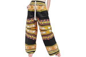 RaanPahMuang Baggy Straight Leg Carnival Dashiki Print Unisex Pants Africa Print