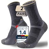 Juclise Men's Merino Wool Midweight Hiking Socks, Micro Crew, 2 Pairs | RWS merino wool and COOLMAX fibers for breathable, moisture-wicking, anti-blister comfort all-season hikes and travel
