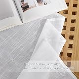 PONY DANCE Linen Look Voile Curtain Panel 100x90 White Eyelet Top view 7