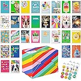 Recycled Paper Greetings 30-Count Funny Birthday Card Assortment with Envelopes, Seals, and Storage Box by Vicky Barone