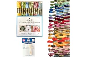 DMC Embroidery Floss,Variegated Embroidery Thread,36 Multicolor Cross Stitch Threads Bundle with Bobbin Winder,DMC Color Vari