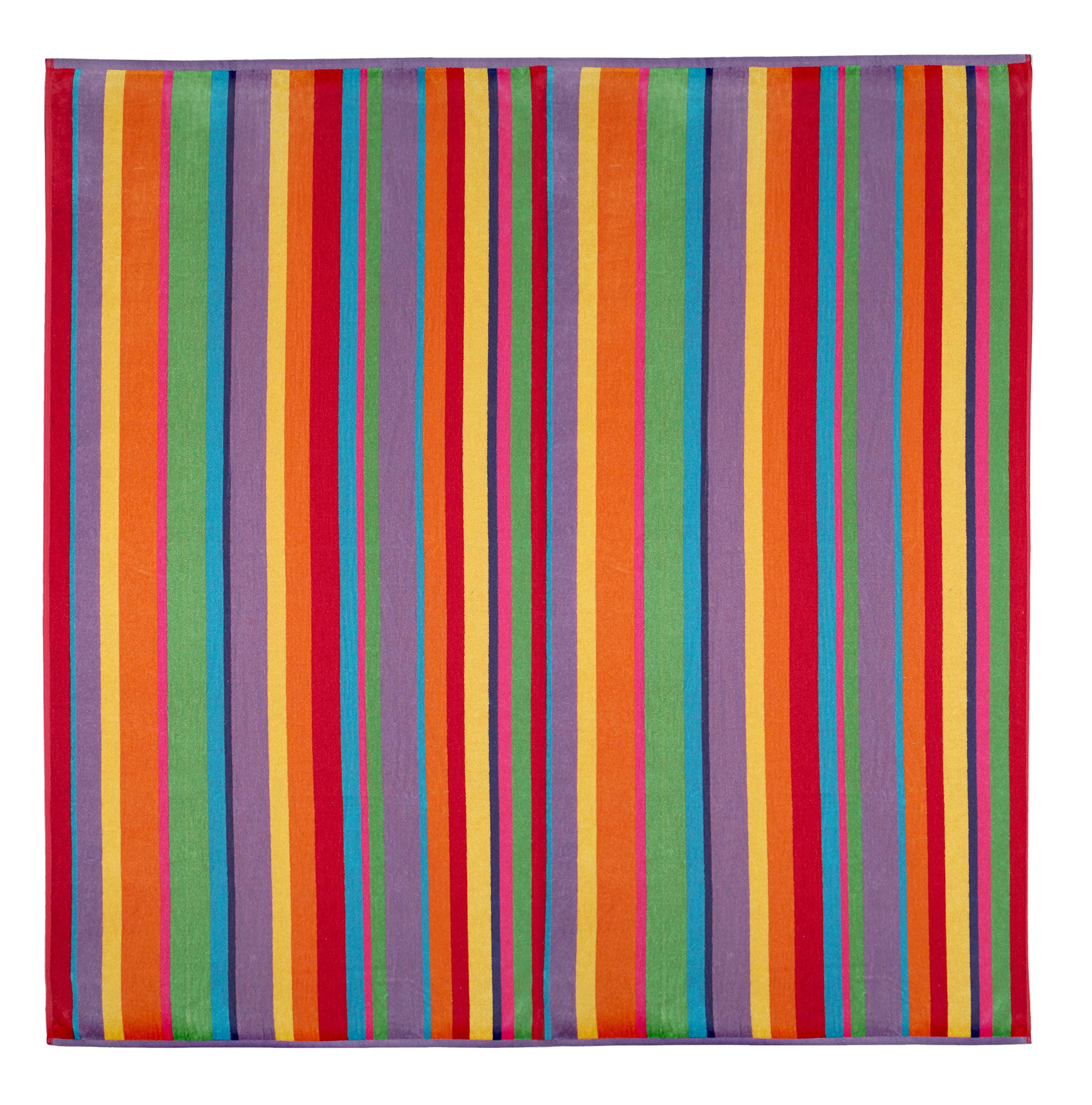 COTTON CRAFT - Luxury Beach Towel for Two 58x68 - Beach Blanket - Summer of Siam Multi Stripe.