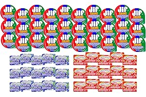 Crait Jif Peanut Butter Single Serve Cups, Smuckers Strawberry Jam and Smuckers Grape Jelly Single Serve Cups Pack of 60 Individual Peanut Butter and Jelly Packets PB&J On the Go Cups