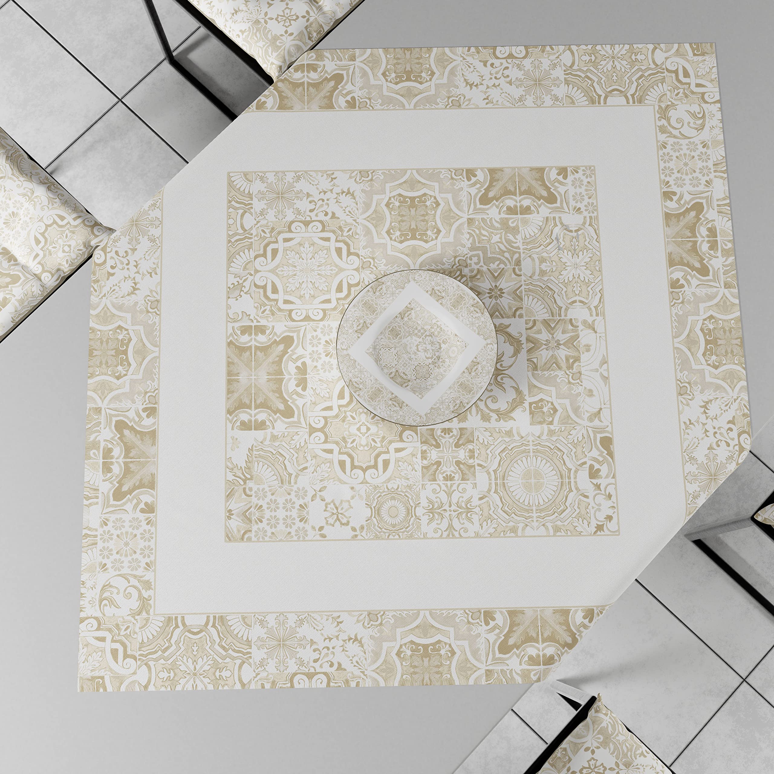 PETTI Artigiani Italiani Petti Kitchen Accessories, 100% Hypoallergenic Microfiber, Vietri Taupe, Centrotavola 90x90 cm