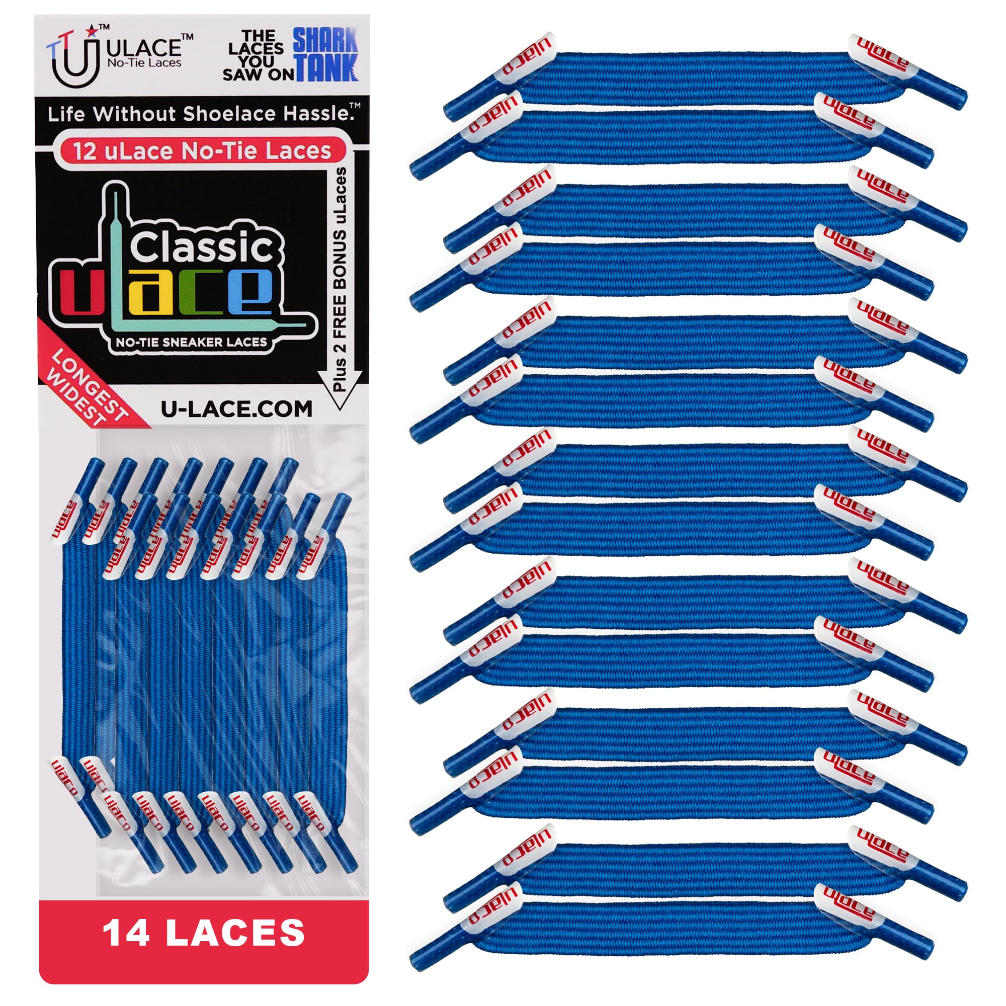 uLace Classic No Tie Shoelaces - Bright Blue